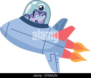 astronaut driving an spaceship Stock Vector