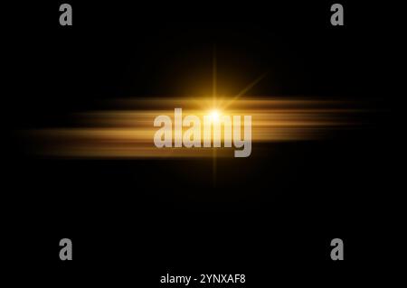 Orange light effect Glowing light bursts with sparkles. Glow light effect set, lens flare, explosion, glitter, line, sun flash, spark and star. Abstra Stock Photo