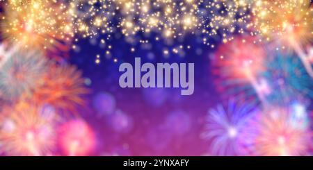 Sparkle Effect.Festive abstract christmas texture, golden bokeh particles and highlights on dark background. High quality photo Stock Photo