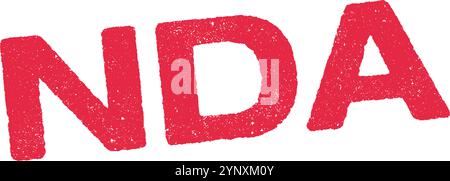 Vector illustration of the abbreviation NDA for Non-Disclosure Agreement in red ink stamp Stock Vector