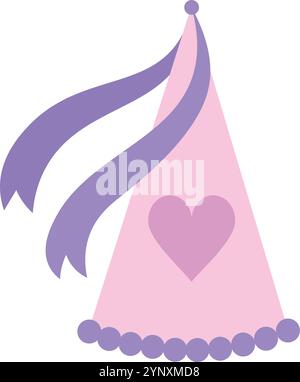 A pink hat with a purple ribbon and a heart on it Stock Vector