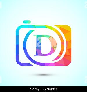 Initial alphabet with a camera icon. Low poly style logo for photography business Stock Vector