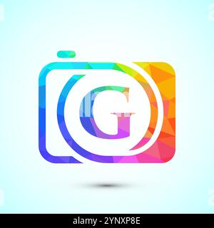 Initial alphabet with a camera icon. Low poly style logo for photography business Stock Vector