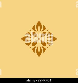 Ornamental leaf round floral pattern. leaf organic logo Stock Vector