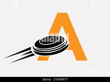 Initial Letter A Hockey Puck Logo Vector Template Stock Vector
