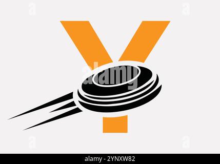 Initial Letter Y Hockey Puck Logo Vector Template Stock Vector