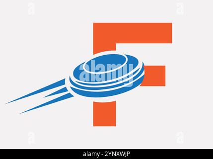 Initial Letter F Hockey Puck Logo Vector Template Stock Vector