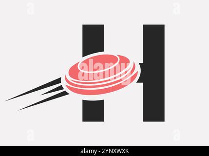 Initial Letter H Hockey Puck Logo Vector Template Stock Vector
