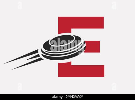 Initial Letter E Hockey Puck Logo Vector Template Stock Vector