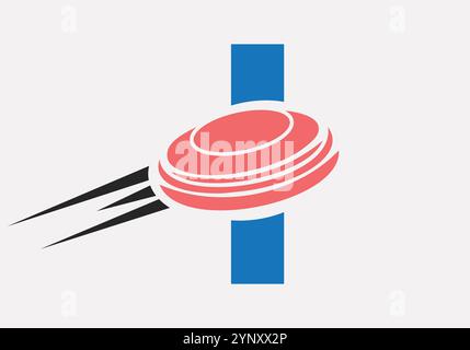 Initial Letter I Hockey Puck Logo Vector Template Stock Vector