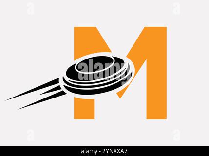 Initial Letter M Hockey Puck Logo Vector Template Stock Vector