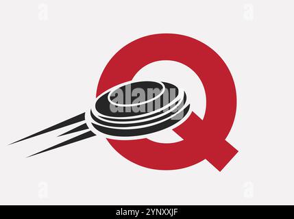 Initial Letter Q Hockey Puck Logo Vector Template Stock Vector