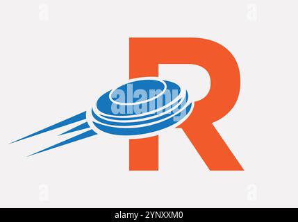 Initial Letter R Hockey Puck Logo Vector Template Stock Vector