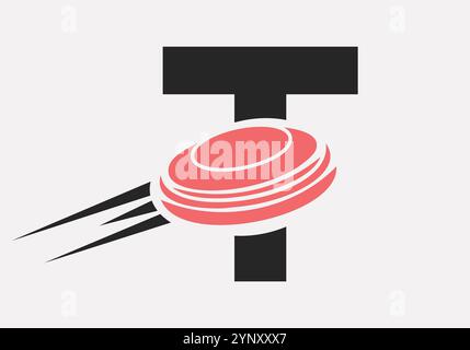 Initial Letter T Hockey Puck Logo Vector Template Stock Vector