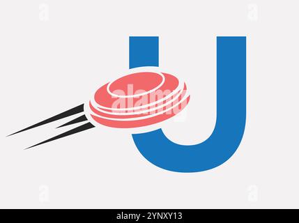 Initial Letter U Hockey Puck Logo Vector Template Stock Vector