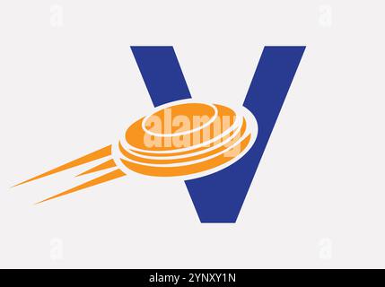 Initial Letter V Hockey Puck Logo Vector Template Stock Vector