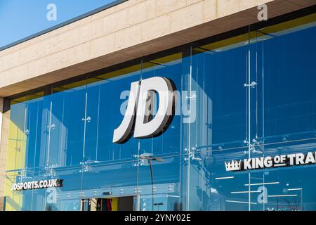 Tamworth, UK – November 26th 2024: Front signage of British Multinational sports clothing and equipment retailer, JD Sports in Tamworth, UK Stock Photo