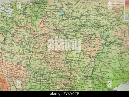 A vintage geographical map from mid to early 20th century showing the ...