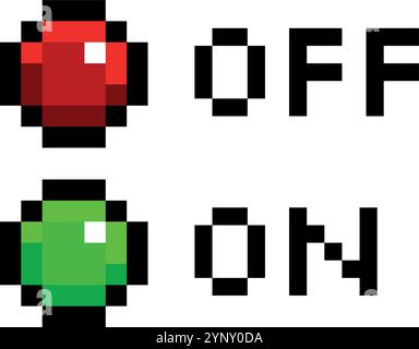 Two buttons, one green and one red, with the word OFF on the right Stock Vector