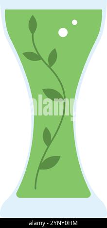 A tall green vase with a leafy design on it Stock Vector