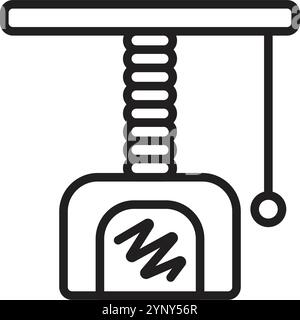 Cat scratching post, black editable stroke, vector single monochrome illustration, pictogram of kitty house for rest and games Stock Vector
