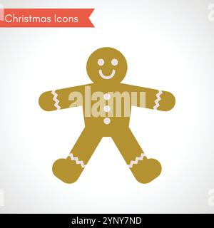 Gingerbread Men Cookies. Christmas Icon. Cookies for the New Year in the form of a little man. Vector illustration Stock Vector