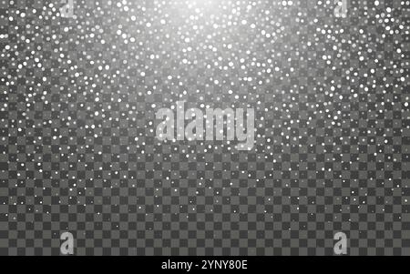 Snowfall and falling snowflakes on dark transparent background. White snowflakes and Christmas snow. Vector illustration Stock Vector