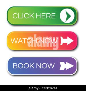 Set of three modern gradient buttons with shadows. Read more Buttons. Vector illustration Stock Vector