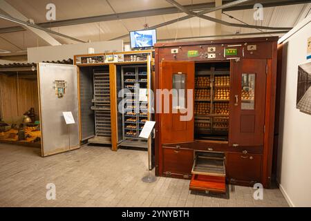Incubators for hatching chicken eggs at the poultry museum (Pluimvee Museum) in Barneveld, province of Gelderland, The Netherlands. Stock Photo