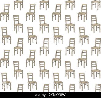 Vector seamless pattern of hand drawn sketch doodle colored chair isolated on white background Stock Vector