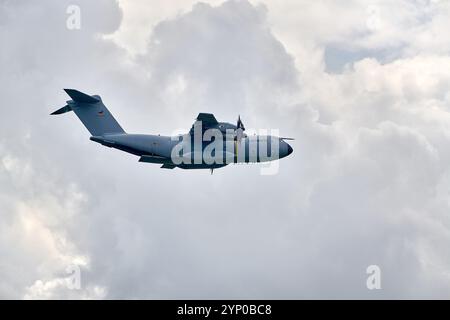 Berlin, Brandenburg / Germany - June 7th 2024: ILA air show with Airbus A400M military Cargo Stock Photo