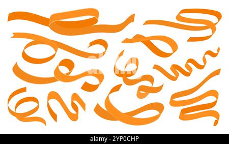 Set of isolated orange ribbons. Vector. Stock Vector