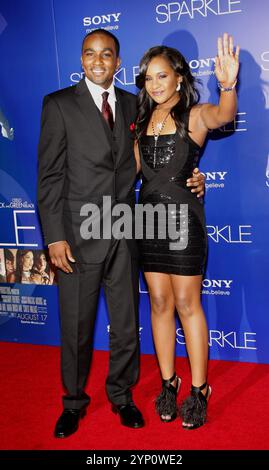 Nick Gordon and Bobbi Kristina Brown at the Los Angeles premiere of 'Sparkle' held at the Grauman's Chinese Theater in Hollywood on August 16, 2012. Stock Photo