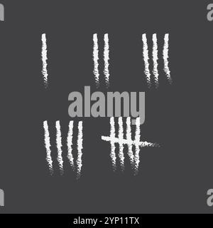 Tally marks prison jail vector wall count. Slash hash brush line number tally mark prison wall Stock Vector