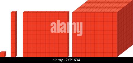 Red blocks arranged in increasing size order Stock Vector