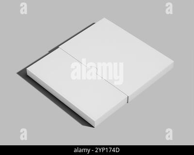 Isometric White Blank Book Mockup with Book Sleeve Cover 3D Rendered Stock Photo