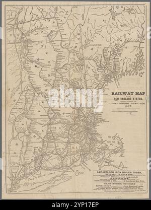 Railway map of the New England states: engraved expressly for Snow's Pathfinder Railway Guide 1867 1867 Stock Photo