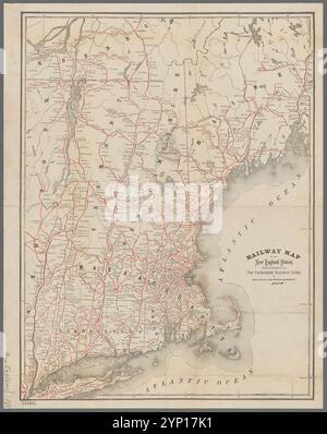 Railway map of the New England states: engraved expressly for the Pathfinder railway guide 1880 Stock Photo