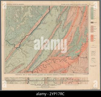 Geological map of north eastern Alabama with adjacent portions of Tennessee and Georgia 1890 by Smith, Eugene Allen, 1841-1927 Stock Photo