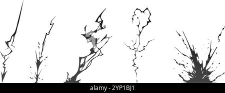 Lightning strike bolt silhouettes sequence vector illustration Stock ...