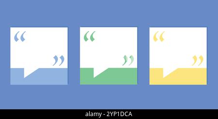 Speech Bubble Quote Template Set. Blank Speech Bubble Frame with Quotation Marks and Copy Space for Quotes. Stock Vector