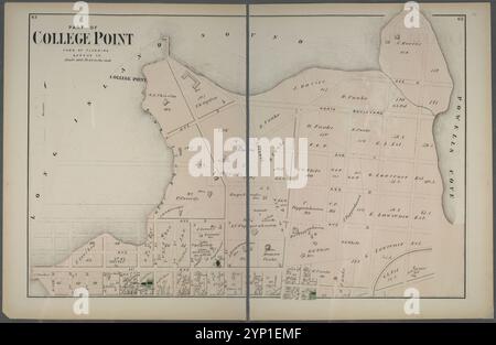 Part of College Point, Town of Flushing, Queens Co. 1873 by Beers, F. W. (Frederick W.) Stock Photo