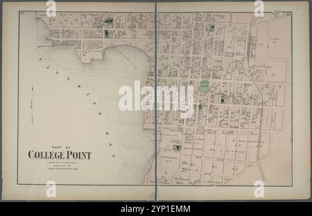 Part of College Point. Town of Flushing, Queens Co. 1873 by Beers, F. W. (Frederick W.) Stock Photo