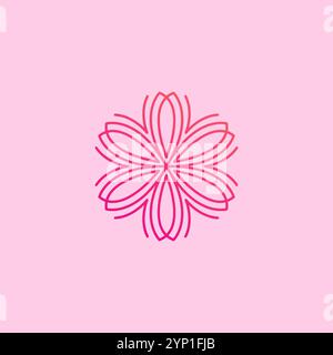 Geometric Flower Line Logo Vector. Flower and Garden Icon Stock Vector