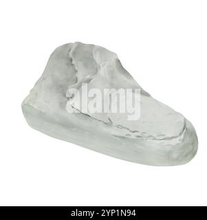 Gray stone, smooth sea pebble from ocean or river coast. Watercolor digital illustration. Cobblestone, small stones from sea shore isolated on white b Stock Photo