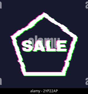 Distorted glitch sale banner with error effect on the edges and in text. Vector illustration. Stock Vector