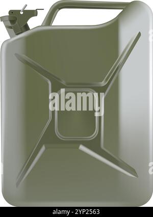 Jerrycan realistic mockup. Metal canister liquid container isolated on white background Stock Vector