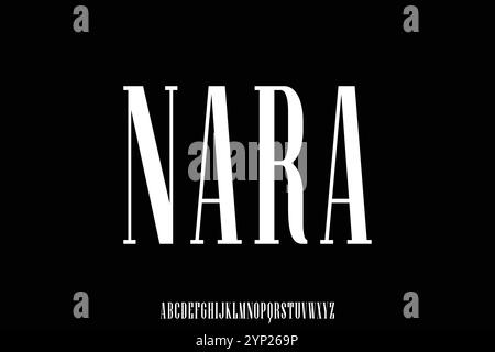 Elegant luxury tall serif alphabet display font vector. High end condensed typeface Stock Vector