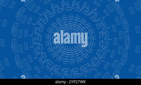 3D circular pattern. Style wireframe model Stock Vector