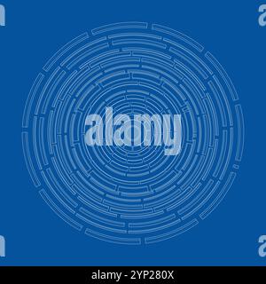 3D circular pattern. Style wireframe model Stock Vector